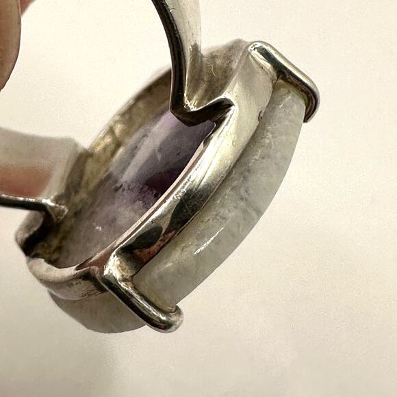 Artisan Purple Amethyst Tripache Stone Ring 925 Sterling Silver 7 3/4 Size 7.75 - Picture 11 of 14